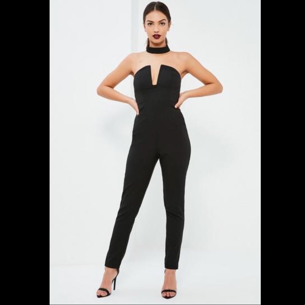 Black plunge jumpsuit